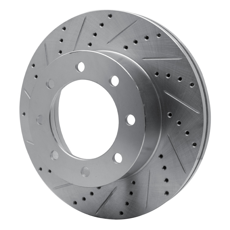 Ford F-350 Super Duty Brake Rotor (1) - Front Left - R1 Concepts - Drilled & Slotted - Silver - `12-`25
